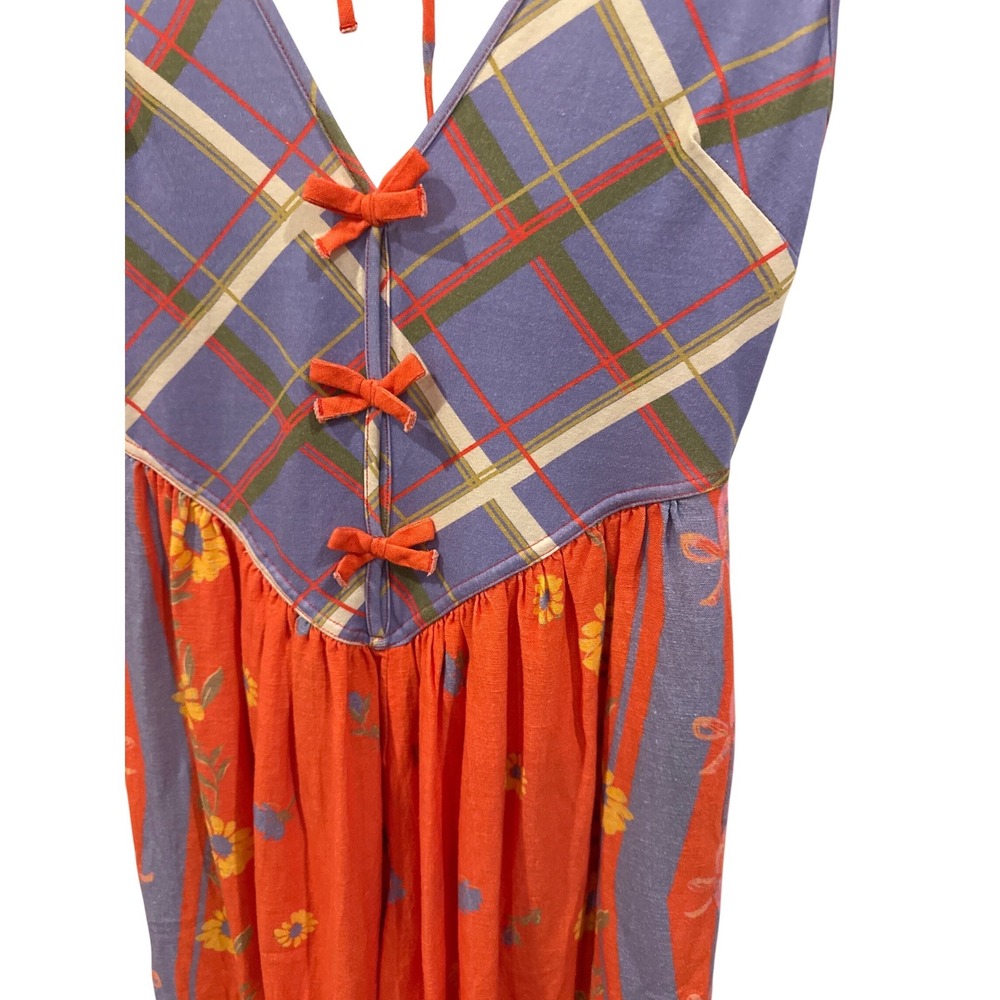 free people linen floral jumpsuit xs wide leg boho summer dreamy vacation outfit - Picture 4 of 7